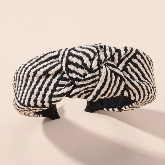 3 for $35 / Knot Design Hair Hoop Black White - Picture 2 of 3